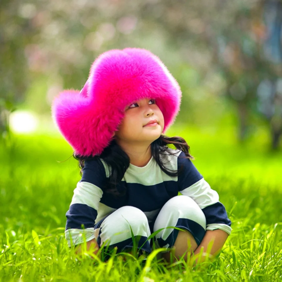 Русская детская шапка с натуральным лисьим мехом для мальчиков и девочек теплая