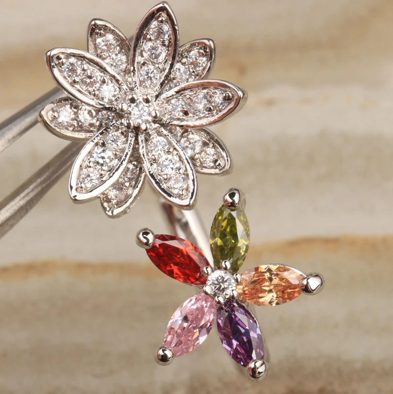 Мода 2016 года цветы Форма Многоцветный Morganite Гранат Для женщин партии Jewelrys 925