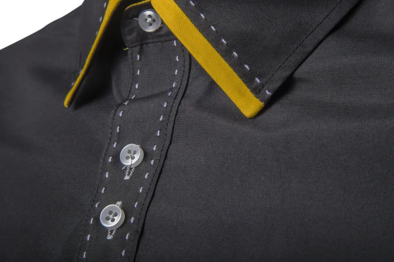 LANBAOSI Новая осень Для мужчин Рубашка Тонкий Встроенная Цвет блок футболки с