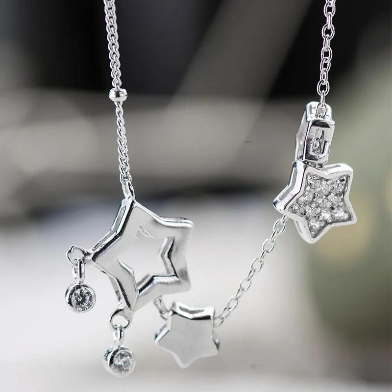 SA SILVERAGE Real 925 Sterling Silver AAA CZ Classic Design Star Chains Anklets for Women Trendy Fine Jewelry | Украшения и