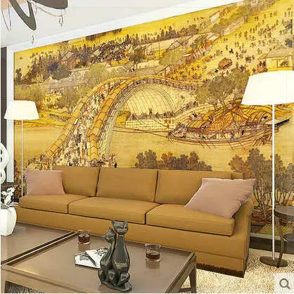 Большой стене фреску пейзаж трехмерная старинные китайский стиль обои виниловые