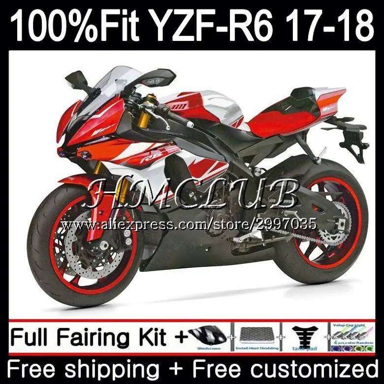 Инъекционный корпус для YAMAHA YZF600 YZF R6 2017 2018 3h4. 4 600 R 6 17 YZFR6 18 Красный Белый популярный