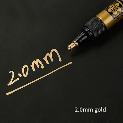 2 point 0mm gold SAKURA маркеры Маркеры Ручка для письма маркировка пластик/стекло/сталь/дерево/Одежда Дизайн Марка ручка для DIY чертежи товары для рукоделия - Цвет: 2 point 0mm gold