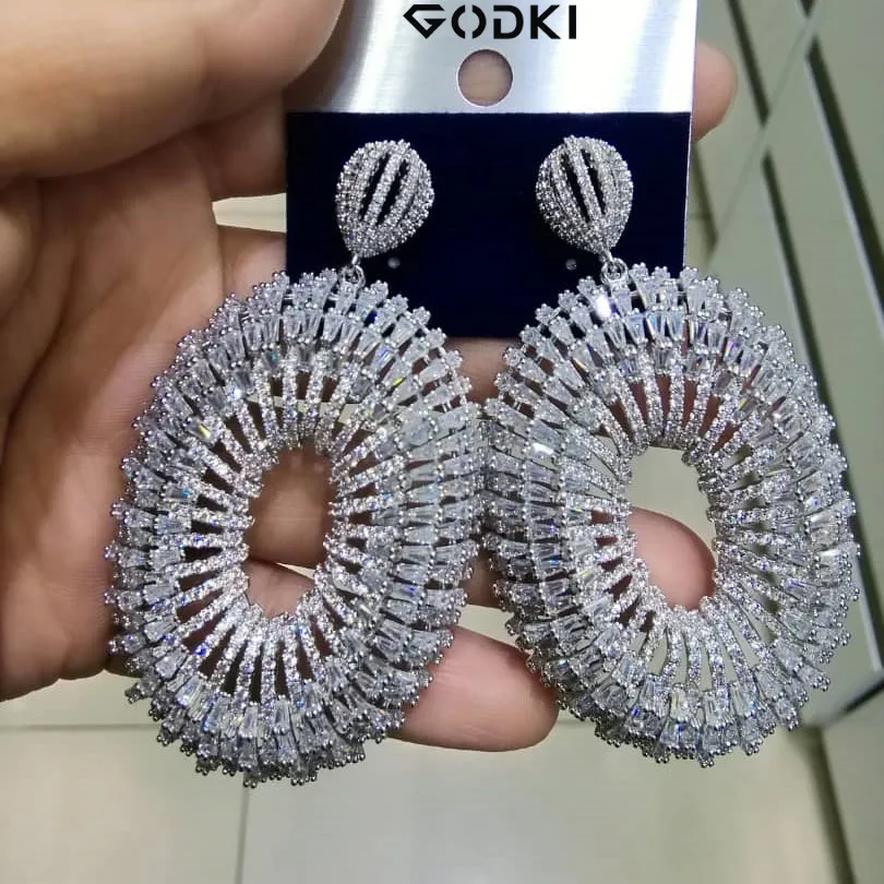 GODKI новые роскошные фейерверки в нигерийском стиле длинные висячие серьги для