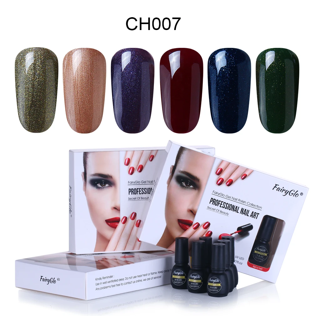 007 Fairyglo для ногтей гель комплект 6 шт./лот УФ светодиодный Гель-лак для ногтей Однотонная одежда био-Гели Soak Off полу Perment Гибридный Gelplish Hyird Lucky лак набор - Цвет: 007