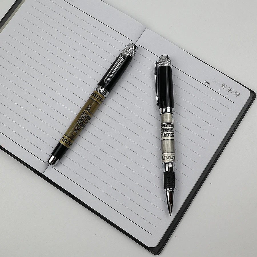 JINHAO189 Роскошная металлическая авторучка, металлическая подарочная коробка-2 ручки, синие и черные чернила для офиса, деловые шариковые ручки