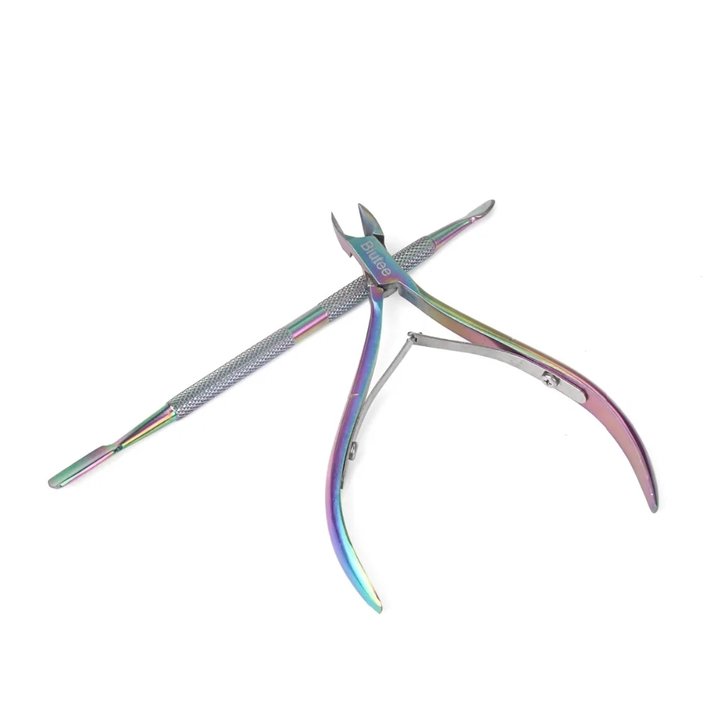 Biutee 2 шт. Радужный Хамелеон для дизайна ногтей кутикулы толкатель резак Кусачки