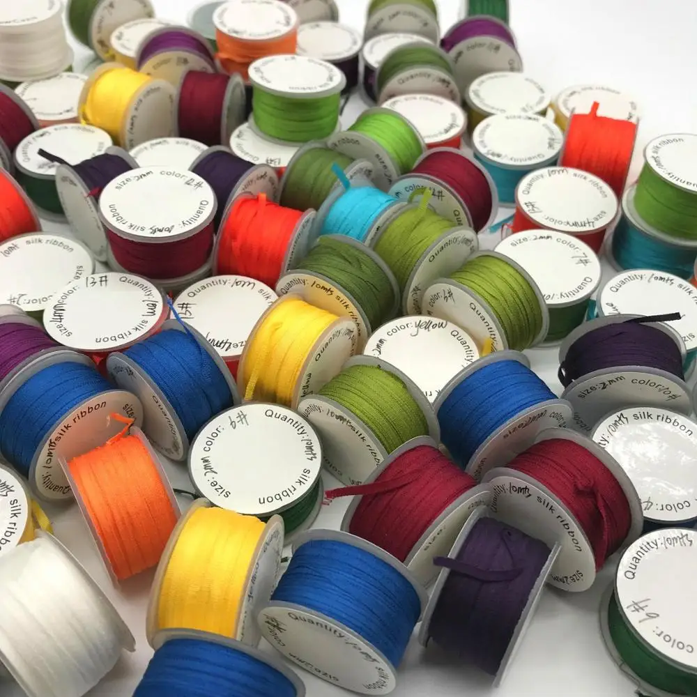 10m/roll 2mm 4mm 7mm 13mm 100% real pure silk taffeta ribbons for embroidery and handcraft project gift packing | Дом и сад