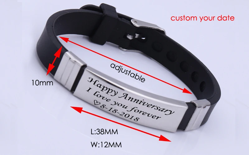 FLYANGEL Custom Date Fashion I Love You браслеты с гравировкой для мужчин юбилейные подарки бойфренд разнообразие стиль браслет