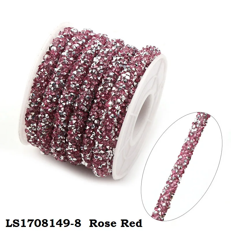 rose red 2 1 ярд, цветные полимерные полые Стразы для шлангов, шнур для браслетов DIY, аксессуары для ювелирных изделий, вечерние украшения для рукоделия - Цвет: rose red 2