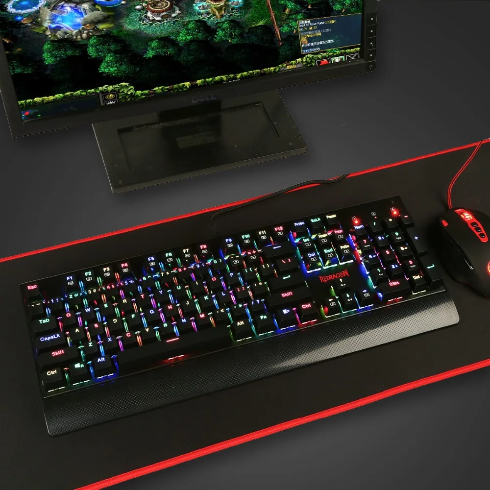 Redragon K557 Кала RGB подсветкой полный Размеры механические USB игровая клавиатура с 6