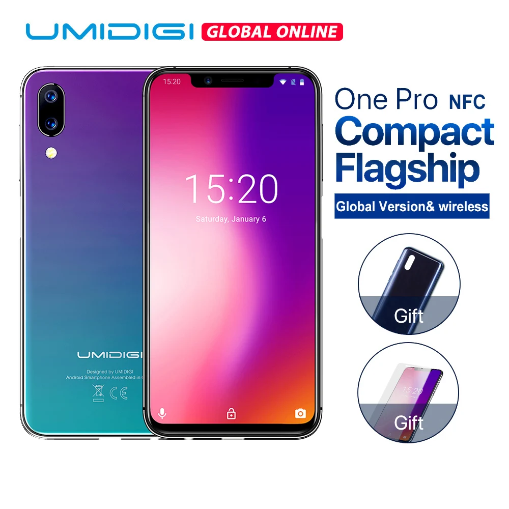 UMIDIGI One Pro, глобальная версия, 5,9 дюймов, 12 Мп+ 5 МП, двойной, 4G, мобильный телефон, Беспроводная зарядка, 4 ГБ, 64 ГБ, P23, восьмиядерный смартфон с NFC Fun