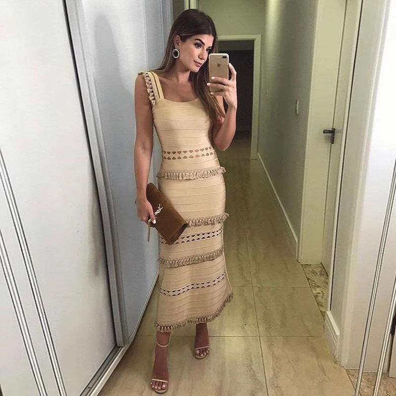 Элегантное розовое модное летнее платье с бретельками, жаккардовое Бандажное длинное платье, женское вечернее платье знаменитостей vestidos