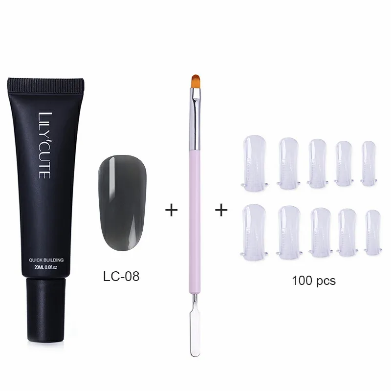 3pcs-LC08 LILYCUTE поли УФ-гель набор акриловый кристалл лак для ногтей набор лак для быстрого наращивания гель розовый, белый, прозрачный СВЕТОДИОДНЫЙ УФ-набор для ногтей - Цвет: 3pcs-LC08