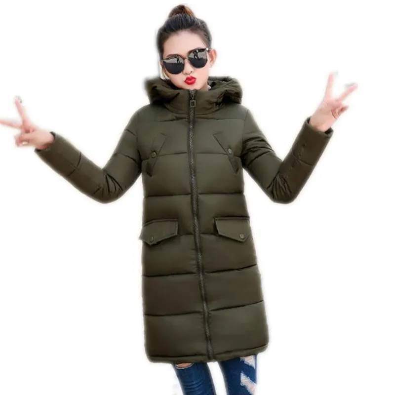 

Hot Sale 2018 New Winter Women Down Jacket Female Hooded Medium-Long Down Cotton Jacket Casual Slim Winter Jackets Female Q688