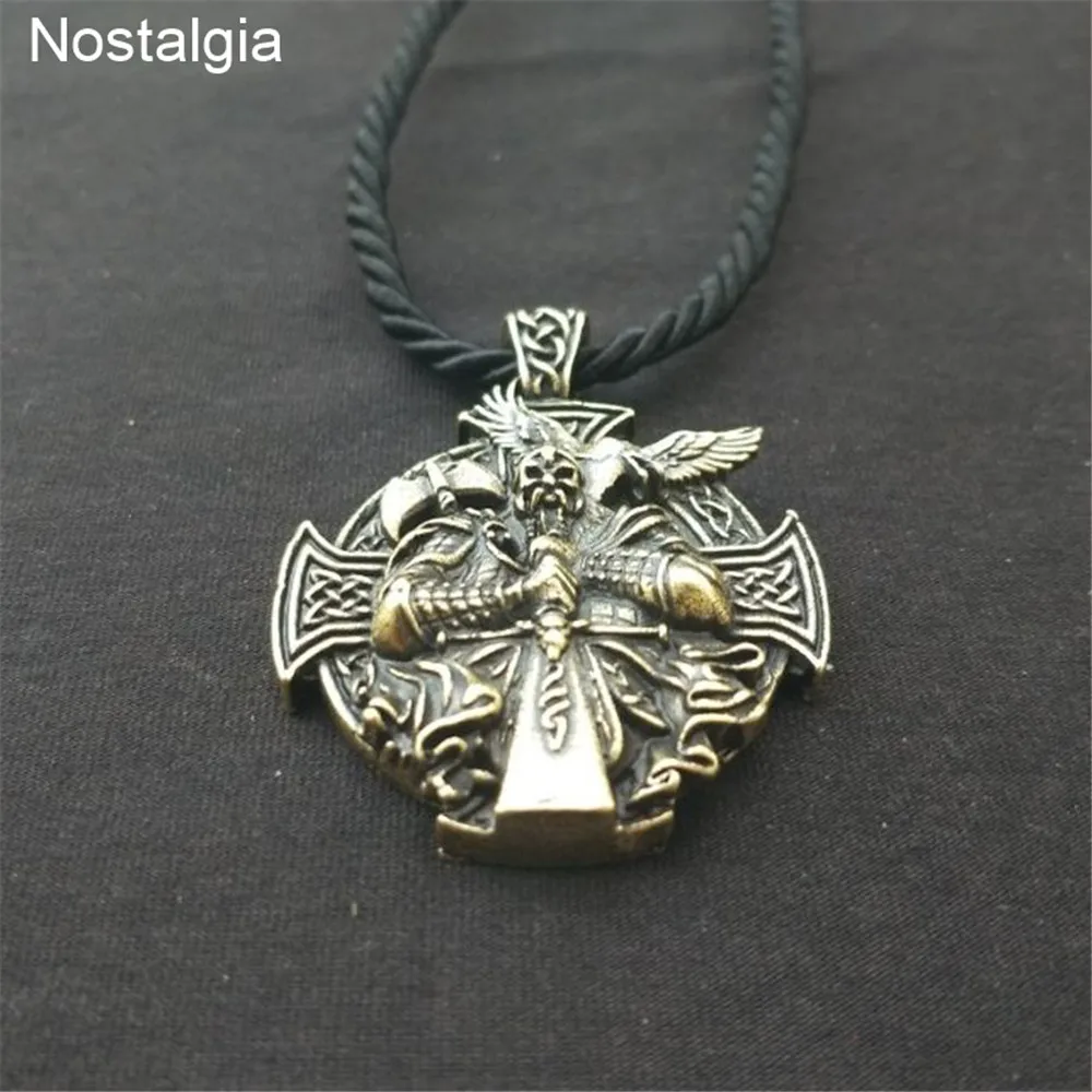 Odin Axe And Raven Amulet Norse Cross Helena Rosova колье с кулоном в стиле викингов Wiccan языческий амулет Jewlery