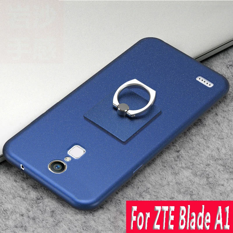 High quality For ZTE Blade A1 Case Silicone Sandstone Soft Tpu phone Protector back cover on c880a case Luxury ring |