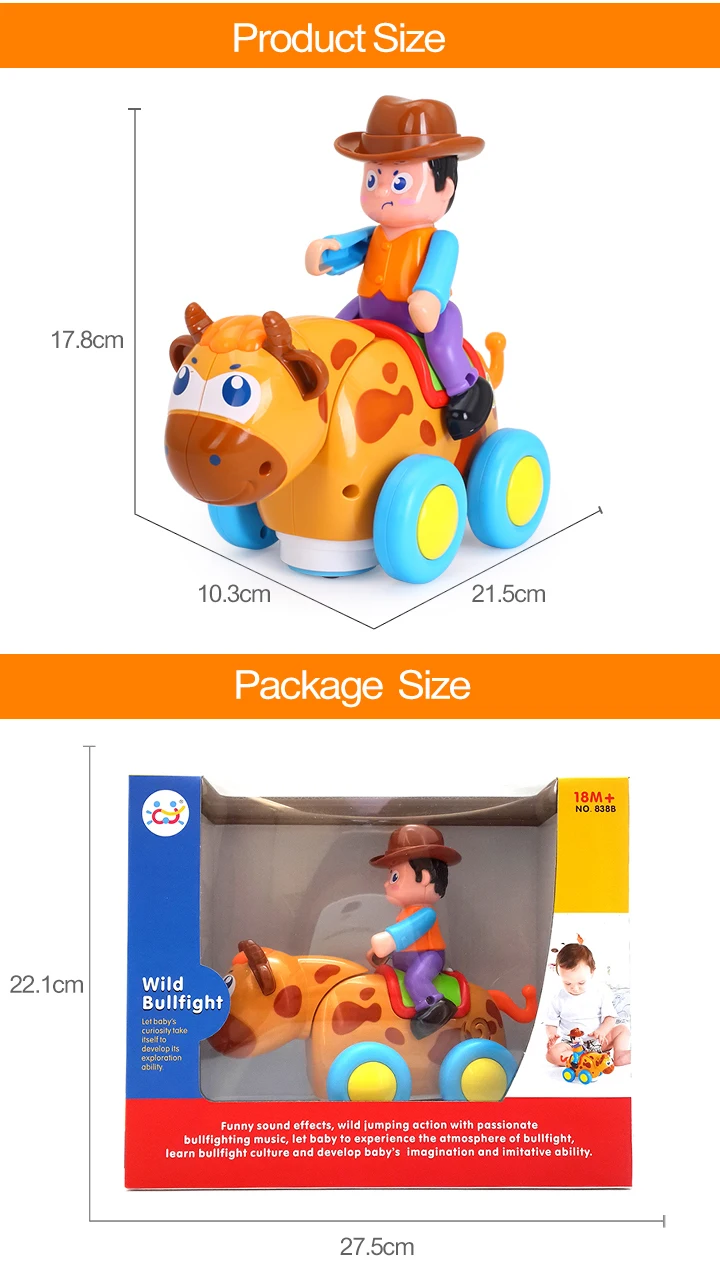 HUILE TOYS 838B Wild Bullfight детские игрушки Счастливые гонки с музыкой и светом дети ползать стиль игрушки для детей 18 месяцев