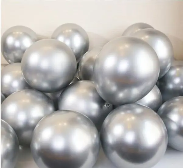 silver 15 шт., 12 дюймов, 10 дюймов, золотые, серебряные, розовые металлические латексные шарики для свадебного украшения, матовые гелиевые шарики, украшение для дня рождения, для взрослых - Цвет: silver