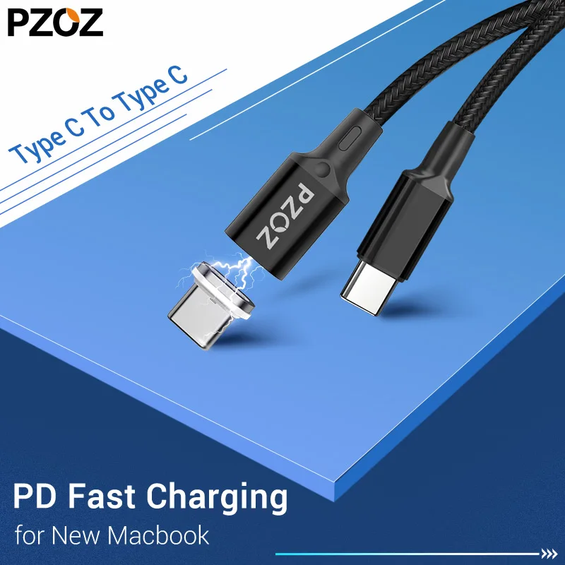 PZOZ Магнитный usb type C к USB кабель 20 в 5A 100 Вт PD передачи данных для быстрой зарядки
