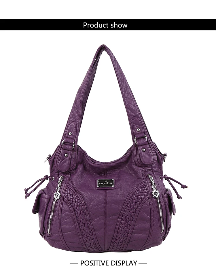 Angelkiss Для женщин Top handle Satchel Сумки Сумка Tote из стираной кожи Кошельки Сумка