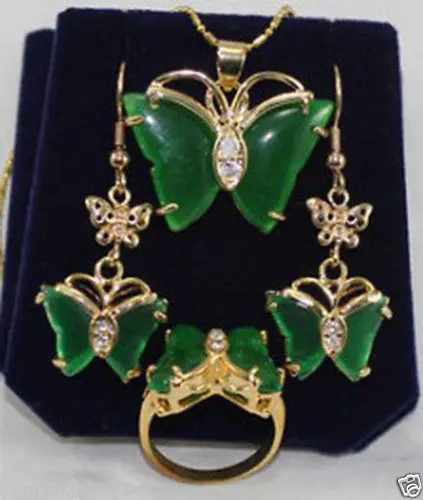 Серьги бабочки в виде зеленого камня набор ожерелий|necklace set|style setearring necklace set |