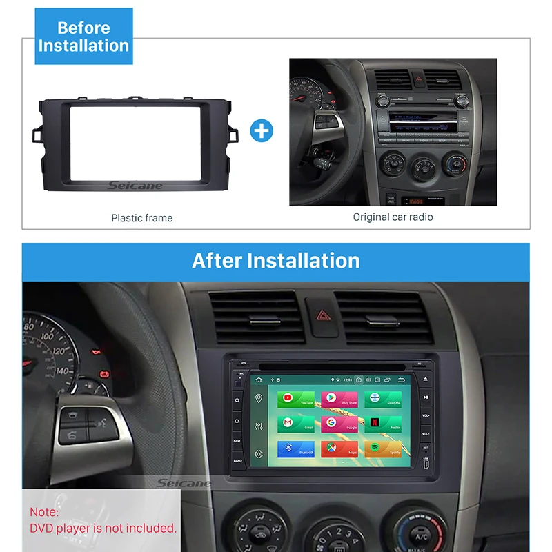 Seicane splendid Double Din 173*98 мм отличное качество черный цвет набор для крепления