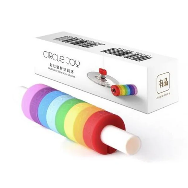 Multicolor 8 шт. Xiaomi Circle Joy Wine glass идентификационное кольцо идентификационные маркеры красное вино пищевой контакт уровень широкий диапазон чашек lig - Цвет: Multicolor