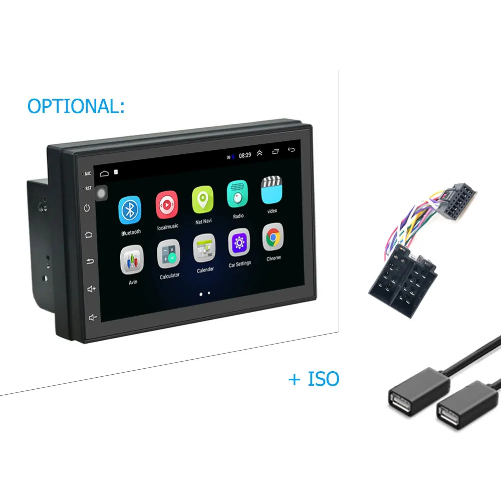 ISO Cable Podofo 2 Din автомагнитола Android универсальный gps навигация Bluetooth Wifi Автомобильный аудио стерео автомобильный мультимедийный MP5 для Volkswagen Nissan - Цвет: ISO Cable