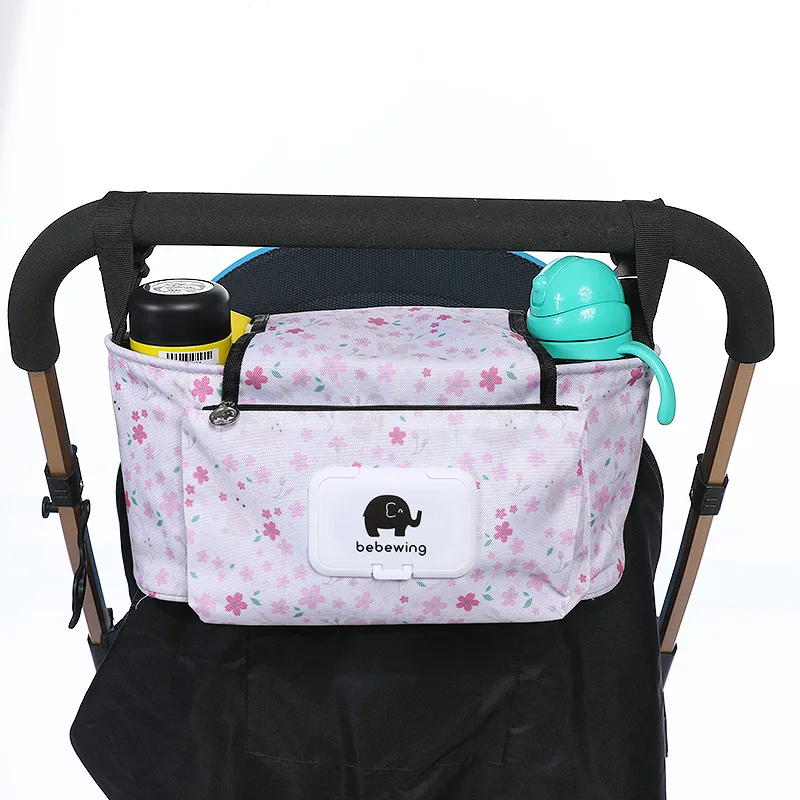 

Multifunctional Baby Stroller Organizer Bag Hook Baby Carriage Hanging Storage Bag Cartoon Folding Elephant Travel Nappy Bag