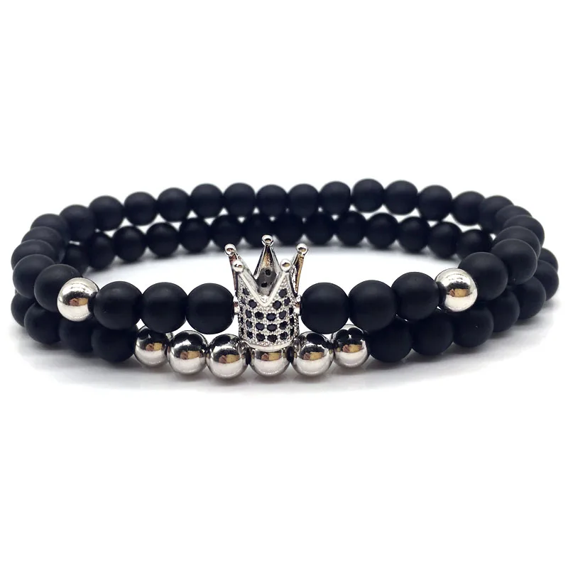 2 шт./компл. браслет для пары мужчин женщин бижутерия амулет Корона 6 мм камень