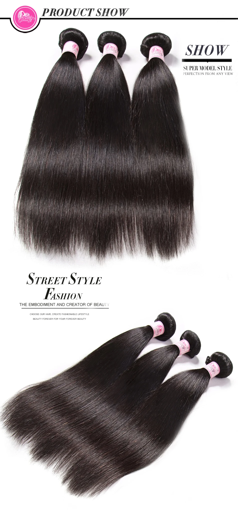 Beauty Forever 3 пряди прямые перуанские пряди волос Remy человеческие волосы утка 8-30 дюймов натуральный цвет