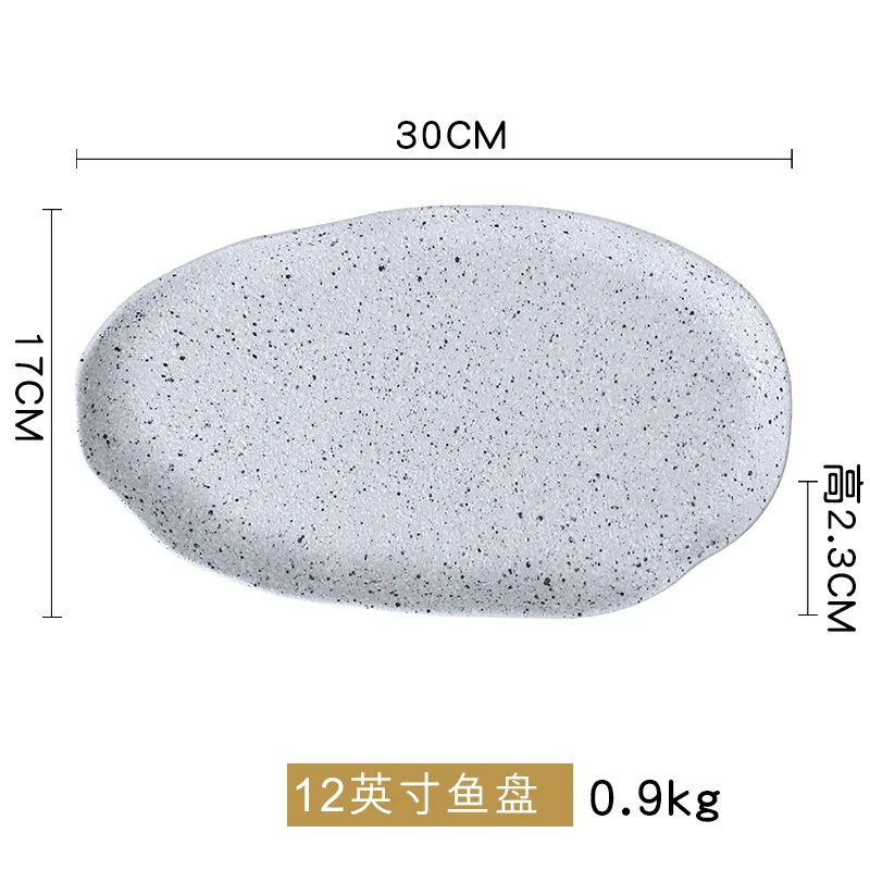 12 inch fish plate Каменная посуда обеденные тарелки и миски набор керамики рисовый суп салат Ramen лапша миска Рыбная тарелка керамическая посуда - Цвет: 12 inch fish plate