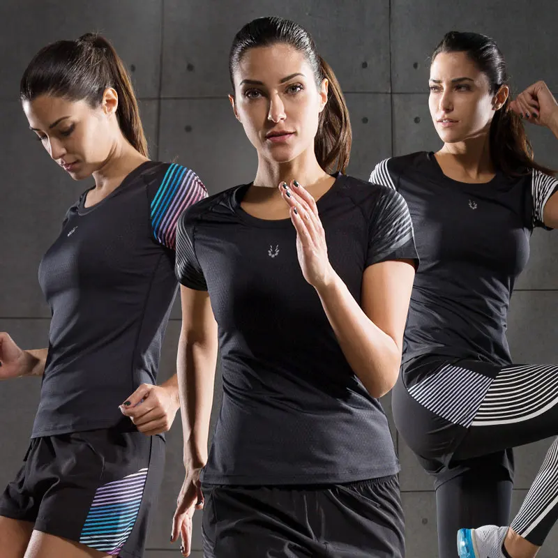Женская Профессиональная футболка для фитнеса бега Спортивная с коротким