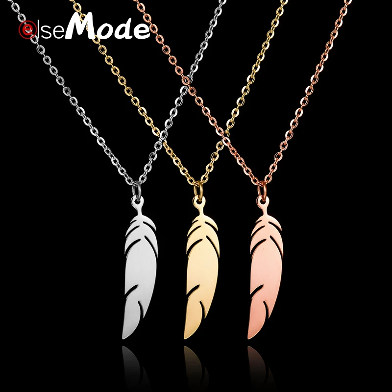 ELSEMODE Boho старинные перья бижутерия Очаровательное ожерелье чокер s Нержавеющая