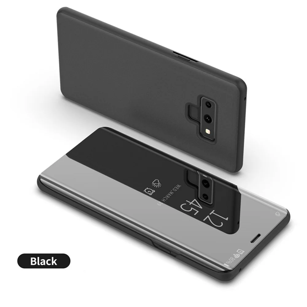 black Роскошное умное зеркало флип чехол для samsung J3 J4 J6 J7 J8 S10 S9 S8 S7 S6 черный чехол Крышка для samsung galaxy a7 A8 A6 чехол - Цвет: black