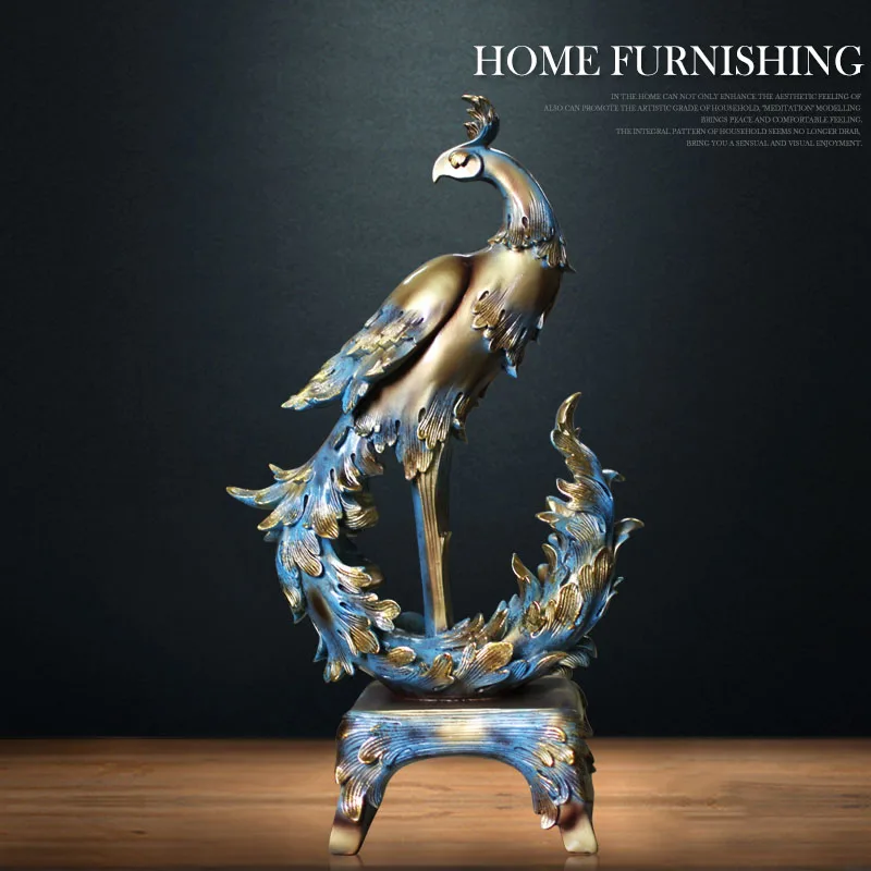 

European-style Phoenix porch decoration ornaments creative home living room wine cabinet display American Feng Shui lucky craft