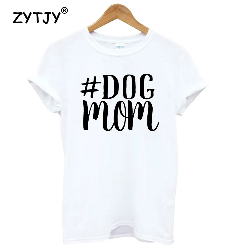 Женская футболка с принтом # DOG MOM хлопковая Повседневная забавная для девушек