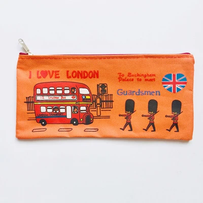 orange Kawaii I Love London Soldier холщовая ручка Карандаш сумка держатель для хранения студенческие канцелярские принадлежности - Цвет: orange