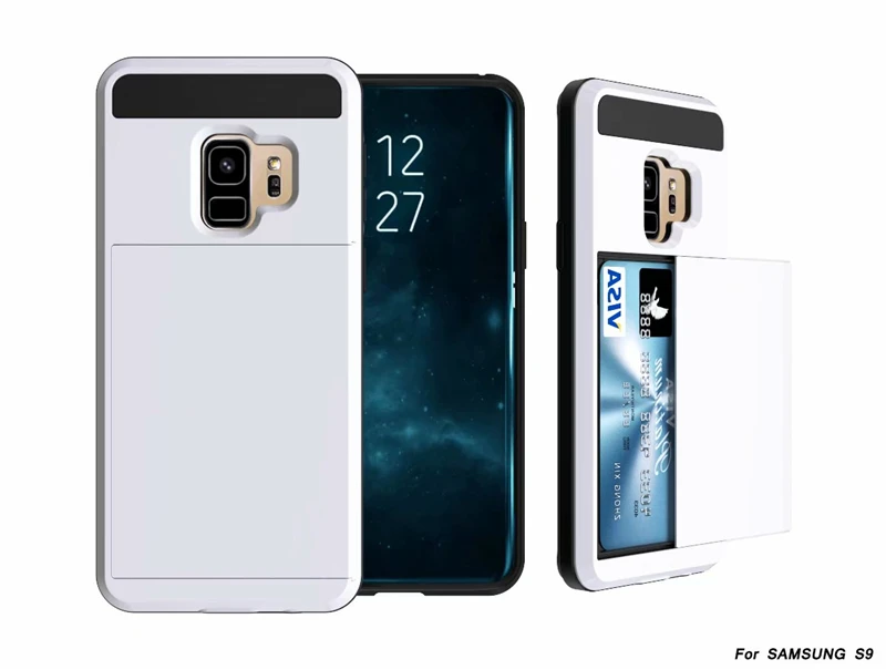 white Для samsung Galaxy S10e S9 S8 Note 10 Plus чехол-кошелек с отделением для кредитных карт PC чехол для S6 S7 Edge TPU Защитный противоударный чехол - Цвет: white