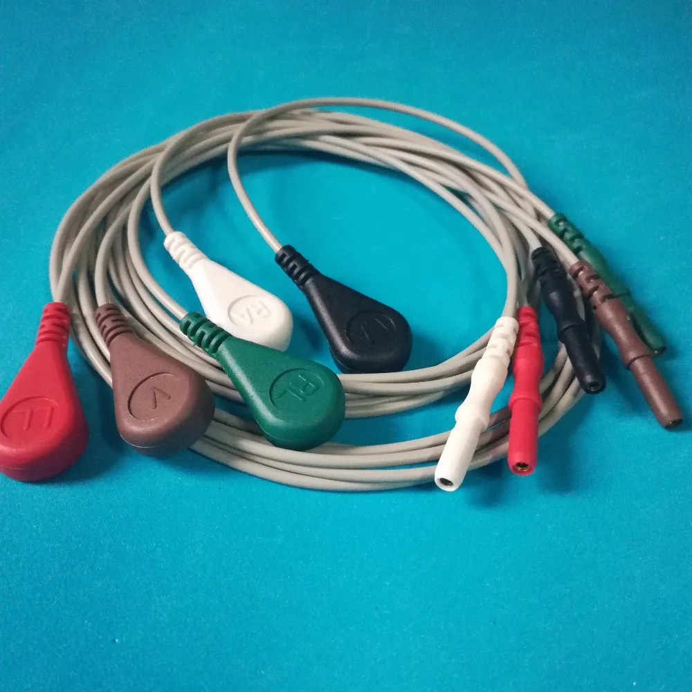 1.5 Din style 5 lead 3-lead holter recorder ECG leadwires set Generic Mindray CSI Datascope Spacelab Nihon Kohden BCI Colin IVY |