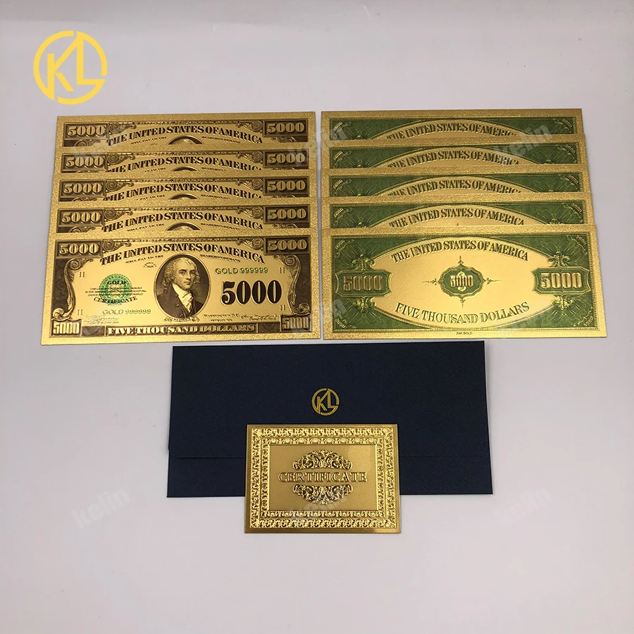 10 шт./лот декоративные подарки деньги 24 к 999 9 Позолоченные 500 золота доллара США
