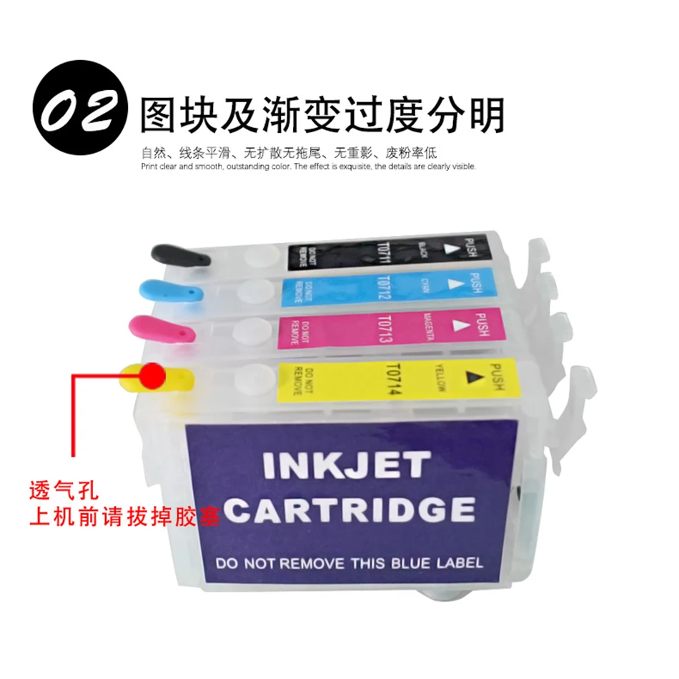

T0711 10sets Refillable Ink Cartridge For E Pson S20 SX100 SX105 SX110 SX200 SX205 SX210 SX400 SX405 SX510 B40W BX300F BX600
