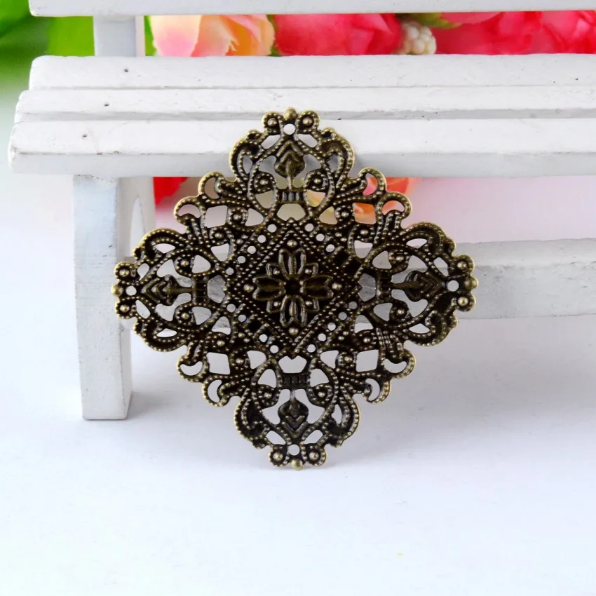 

БЕСПЛАТНАЯ ДОСТАВКА Розница 10 шт. древние бронзовая филигрань Квадратные обертки соединители фурнитура для украшений Разъемы 40x40 мм F0697