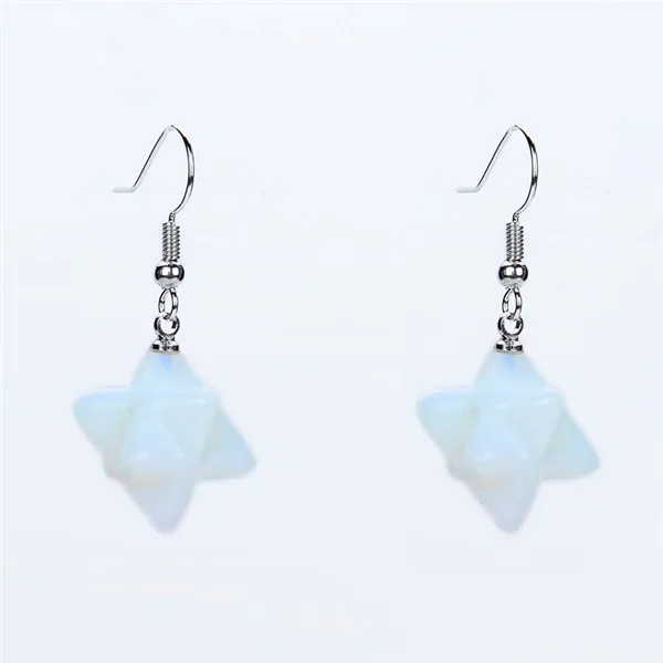 Opal Новые серьги-капельки с полудрагоценным камнем, серьги, белые розовые кристаллы аметиста, милые серьги Merkaba, серьги-крючки, женские подарки, модные очаровательные ювелирные изделия - Окраска металла: Opal
