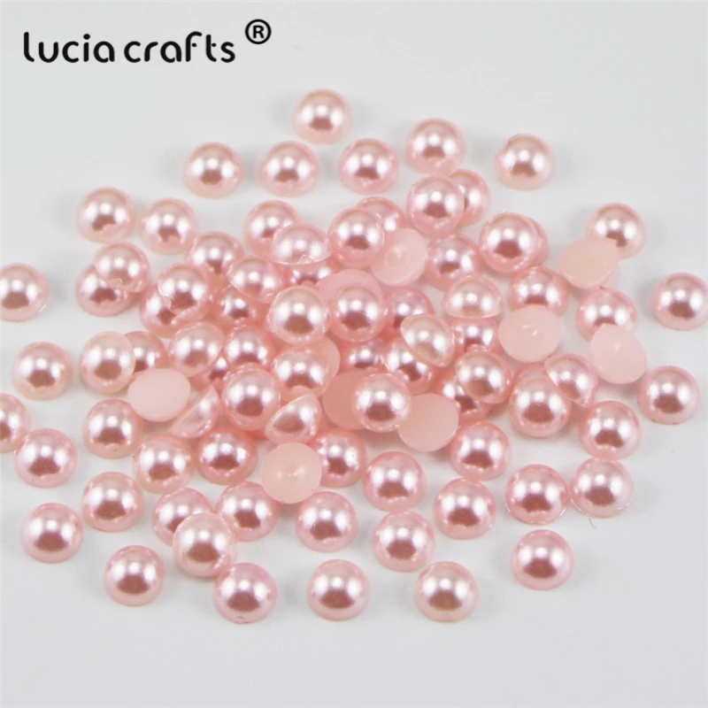 Lucia crafts 550 шт/1100 шт 5 мм многоцветные поделки ABS искусственный жемчуг полукруглый плоский с оборота жемчуг DIY аксессуары F0907
