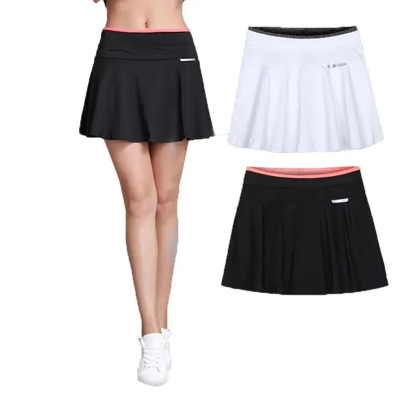 Женская плиссированная теннисная юбка с защитными шортами Mujer Skort, женские спортивные юбки, Студенческая юбка для бадминтона