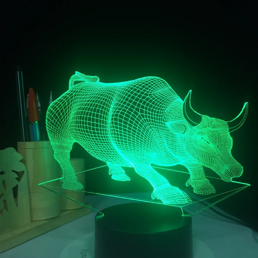 Настольная лампа с питанием от USB и бычьей коровы 3D декоративный светильник
