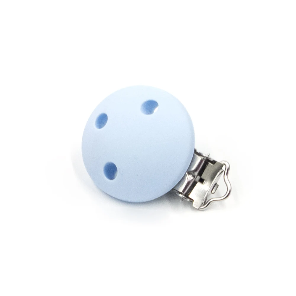 Pastel Blue 3 шт. круглая силиконовая соска-Соска из нержавеющей стали, держатель для сосок, детское ожерелье-прорезыватель, игрушки, детские продукты, силиконовая игрушка Kralen - Цвет: Pastel Blue