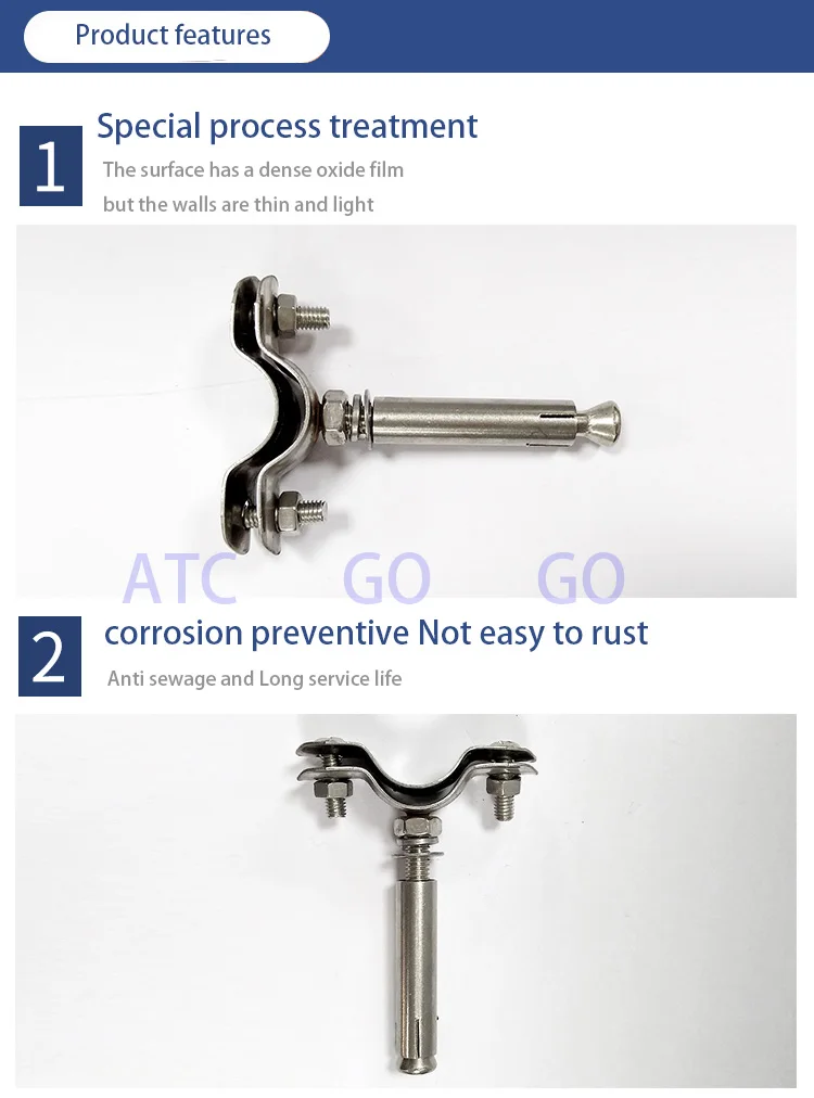 Регулируемый Нержавеющая сталь трубы хомут Поддержка кронштейн с винтом O. d 48-51